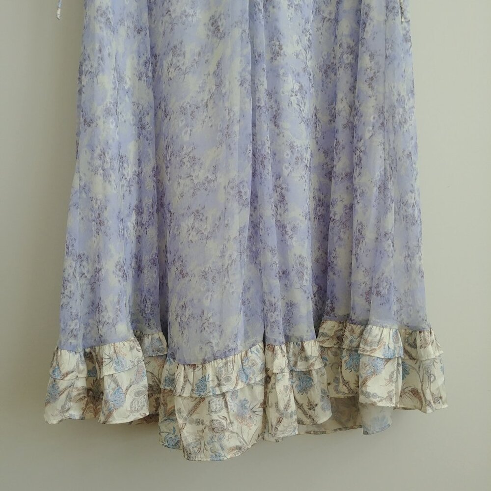 ASOS filmy blue midi dress with contrast ruffles and flounces size 8 - Picture 3 of 16